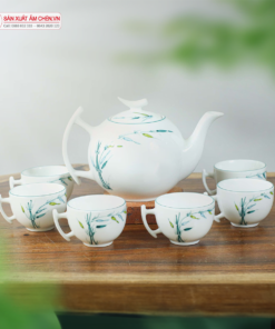 Bộ Ấm Chén Thanh Trúc Sứ Bát Tràng