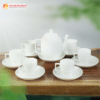 Bộ Ấm Chén Vuông Cao Sứ Trắng Bát Tràng
