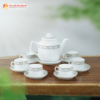 Bộ Ấm Chén Vuông Cao Bát Tràng Hoa Văn Chim Lạc