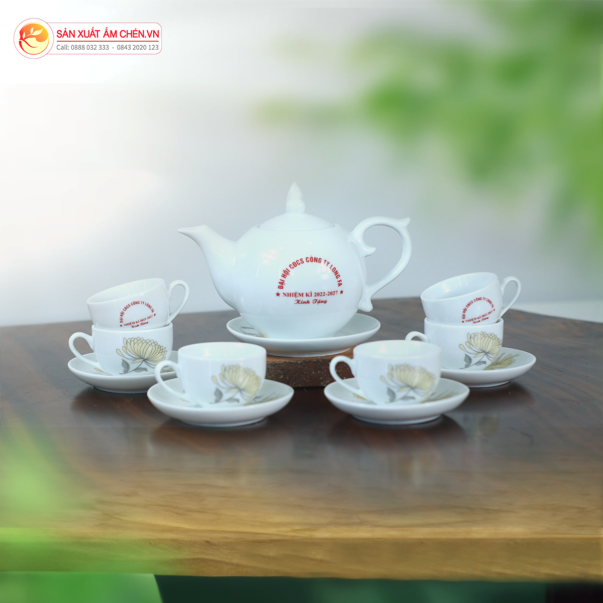Bộ Ấm Chén Ngọn Lửa Họa Tiết Hoa Vàng