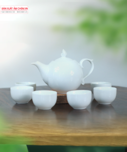 Bộ Ấm Chén Ngọn Lửa Sứ Trắng Bát Tràng