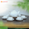 Bộ Ấm Chén Ba Chân Sứ Trắng Dáng Công Kẻ Chỉ Vàng