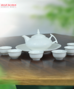 Bộ Ấm Chén Jasmine Sứ Trắng Bát Tràng