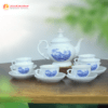 Bộ Ấm Chén Đài Cát Men Lam Vẽ Đồng Quê