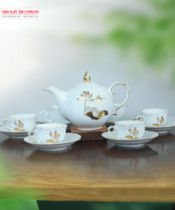 Bộ Ấm Chén Mẫu Đơn Sen Vàng