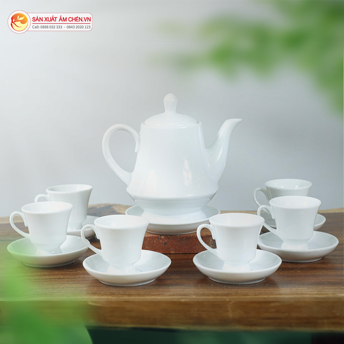 Bộ Ấm Chén Đức Sứ Trắng Bát Tràng