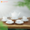 Bộ Ấm Chén Dáng Minh Long Hoa Mẫu Đơn Xanh