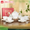 Bộ Ấm Chén Camelllia Kẻ Chỉ Vàng