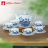 Bộ Ấm Chén Dáng Minh Long Men Lam Vẽ Đồng Quê